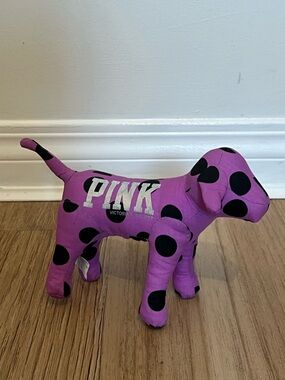 PINK Victoria's Secret Purple Plush Dog with Black Polka Dots